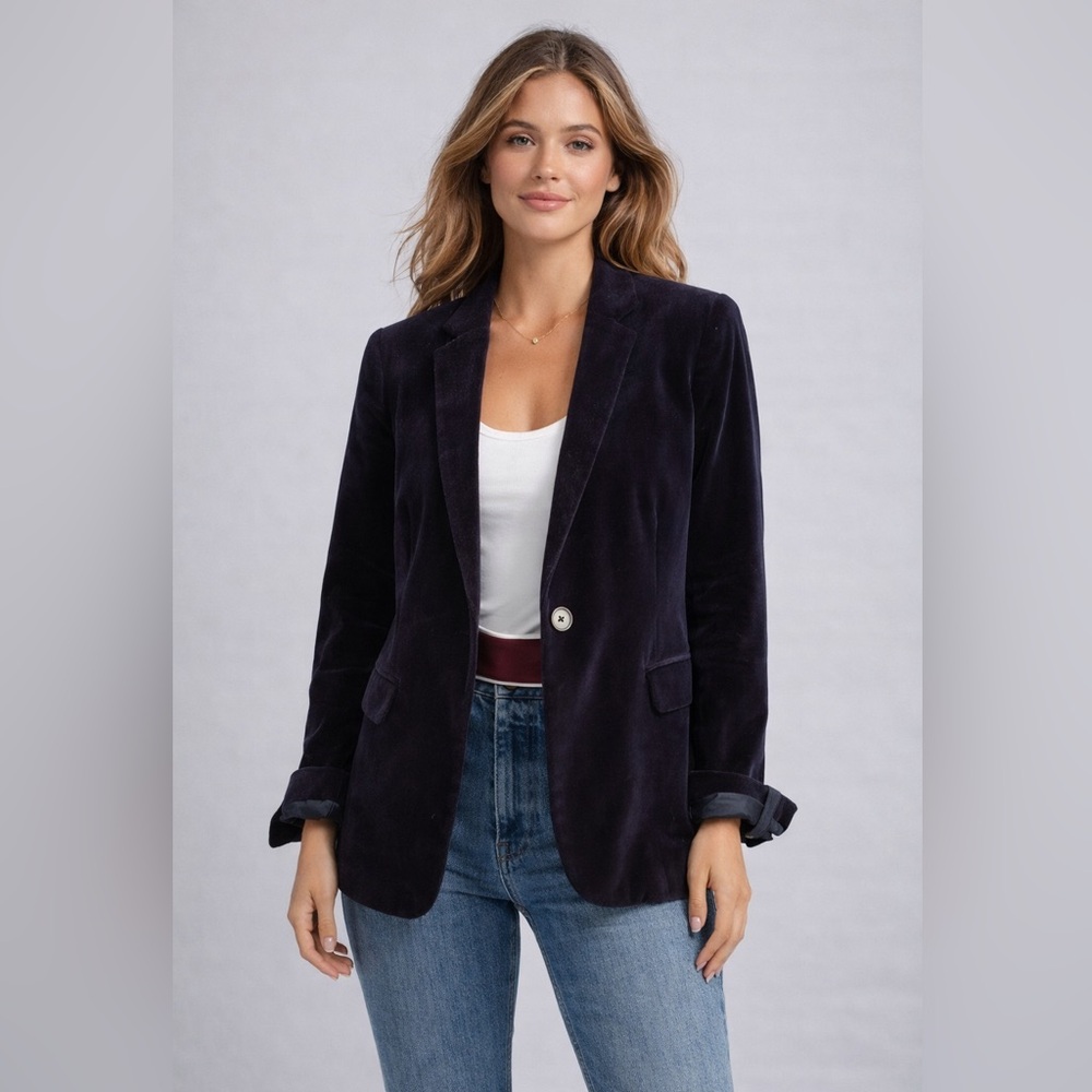 Boden Women's Velvet Blazer in Deep navy